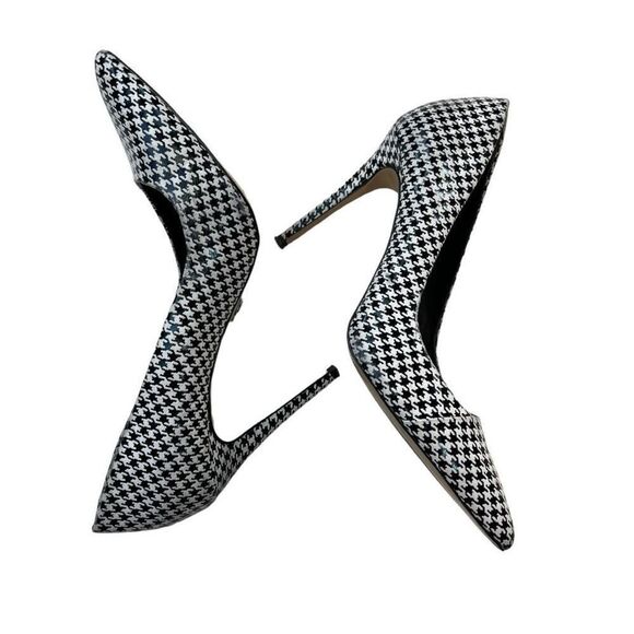 Donna Karen Women's Houndstooth Pointed Toe Stiletto Pump Heels Black White Sz 9 - Picture 6 of 11